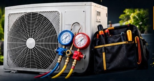 Condensadora, manifold e ferramentas de instalação