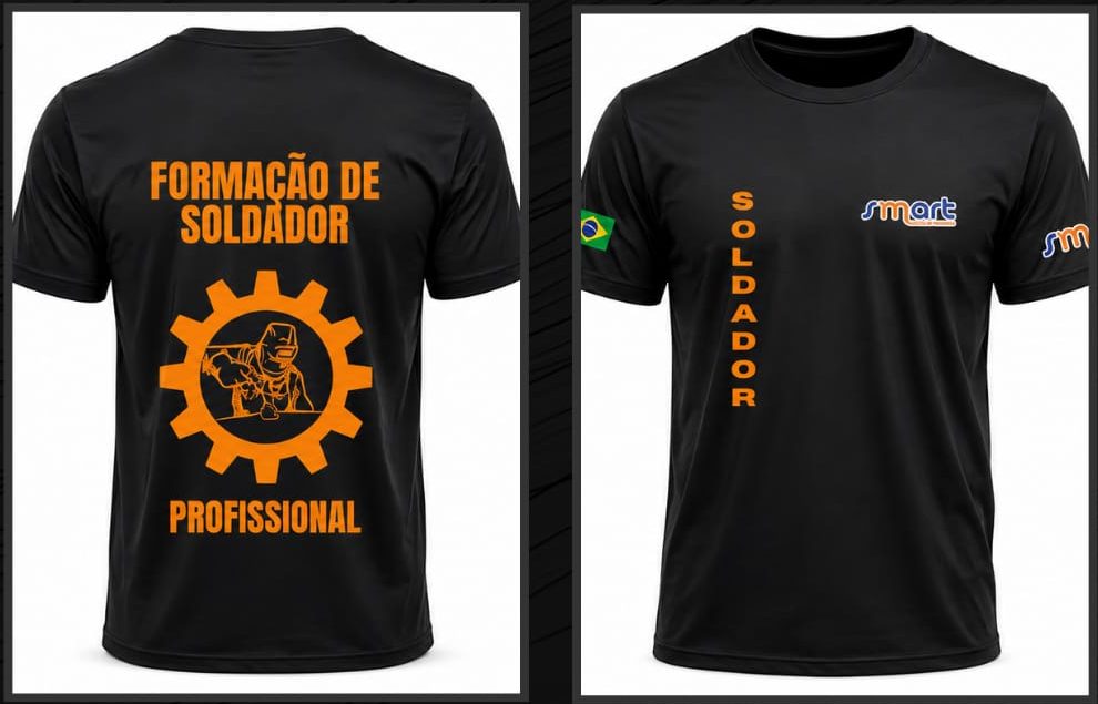 Camiseta do uniforme de Soldador, costas e frente