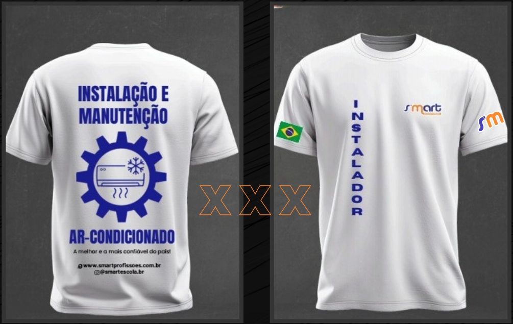 Camiseta do uniforme de Ar-Condicionado, costas e frente